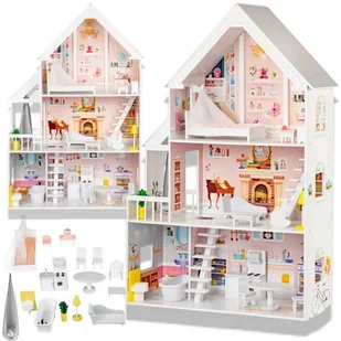Drewniany Domek dla Lalek XXL 126cm Willa + Mebelki Zabawka dla Dzieci - Domki dla lalek - miniaturka - grafika 1