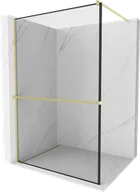 Ścianki i drzwi prysznicowe - Mexen Kioto+ ścianka prysznicowa z półką Walk-in 100 x 200 cm, czarny wzór, złota szczotkowana - 800-100-121-55-70 - miniaturka - grafika 1