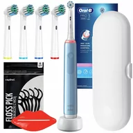 Końcówki do szczoteczek elektrycznych - Szczoteczka Oral-B Pro 3 3000 Sensitive Clean Niebieska + 4 końcówki precision + etui - miniaturka - grafika 1