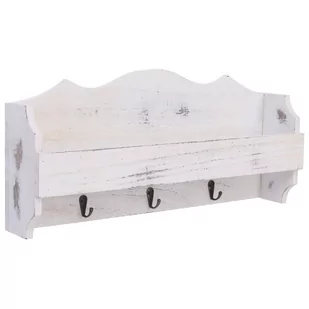 vidaXL Wieszak ścienny na płaszcze, biały, 50x10x23 cm, drewniany - Wieszaki i stojaki - miniaturka - grafika 1