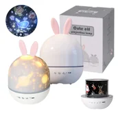 Lampy stojące - Lampka Nocna Projektor Gwiazd 2W1 Królik Dla Dzieci Led Rzutnik Pozytywka - miniaturka - grafika 1