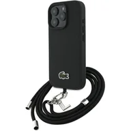 Etui i futerały do telefonów - Etui LACOSTE Iconic Petit Pique Crossbody Cord MagSafe do Apple iPhone 16 Pro Czarny - miniaturka - grafika 1