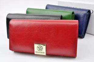 Portfel Damski Skórzany GREGORIO Skóra Licowa Duży Z Klamrą GS-100 18 x 9 x 3,5 [cm] - Portfele - miniaturka - grafika 2