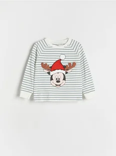 Reserved - Świąteczny longsleeve Mickey Mouse - złamana biel - Bluzki dla niemowląt - miniaturka - grafika 1