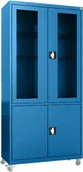 Meble i wyposażenie gabinetów medycznych - MDW/2k.5005 mobilna szafa lekarska 2-skrzydłowa 2-komorowa niebieska na kołach - miniaturka - grafika 1