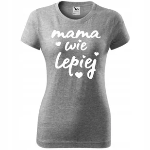 Damska Koszulka na Dzień Mamy Mama wie lepiej na Prezent Urodziny Nadruk ciemnoszary melanż M - Koszulki i topy damskie Damska Koszulka na Dzień Mamy Mama wie lepiej na Prezent Urodziny Nadruk ciemnoszary melanż M - Koszulki i topy damskie - miniaturka - grafika 1