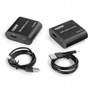 Transmiter HDMI LAN Przedłużacz Extender 1080p 60m Nadajnik Odbiornik + USB - Kable - miniaturka - grafika 1