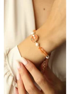 Bransoletki - L'Atelier de Gaia Pozłacana bransoletka z perłami i cytrynami - miniaturka - grafika 1