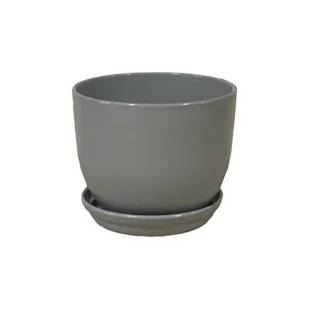 Doniczka Classic z podstawką 23 cm ceramiczna szara - Donice - miniaturka - grafika 1