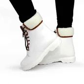 Kalosze damskie - Kalosze Damskie Lakierowane Ocieplane Z Futerkiem Białe R.39 - miniaturka - grafika 1