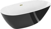 Wanny - Mexen Eris wanna wolnostojąca 155 x 80 cm, biała/czarna, przelew złoty - 53441558075-50 - miniaturka - grafika 1
