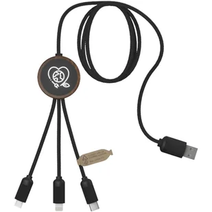 SCX.design C36 przedłużany kabel do ładowania z podświetlanym logo 3-w-1 rPET i z okrągłą bambusową obudową - Inne akcesoria audio-wideo - miniaturka - grafika 1