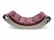 Skoczki dla dzieci - Drewniany Bujak Montessori dla Dziecka Mały + poduszka welurowa róż - miniaturka - grafika 1