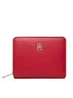 Portfele - Tommy Hilfiger Mały Portfel Damski Th Icon Med Za Flap AW0AW17742 Czerwony - miniaturka - grafika 1