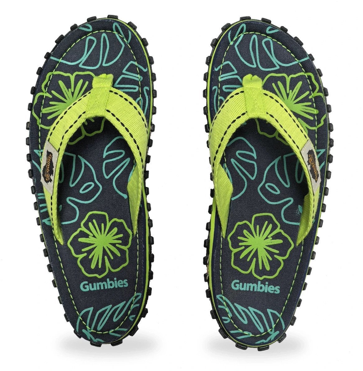 Gumbies japonki ISLANDER FLIP-FLOPS LIME HIBISCUS 38