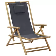 Fotele - vidaXL Lumarko Fotel rozkładany, ciemnoszary, bambus i tkanina 313024 - miniaturka - grafika 1