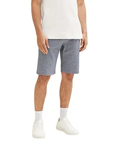 TOM TAILOR Męskie Szorty bermudy 1035041, 31072 - Navy White Zigzag Structure, 34 - Spodenki damskie - miniaturka - grafika 1
