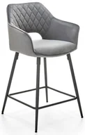 Taborety i hokery - Hoker, krzesło barowe H107 velvet szare - miniaturka - grafika 1
