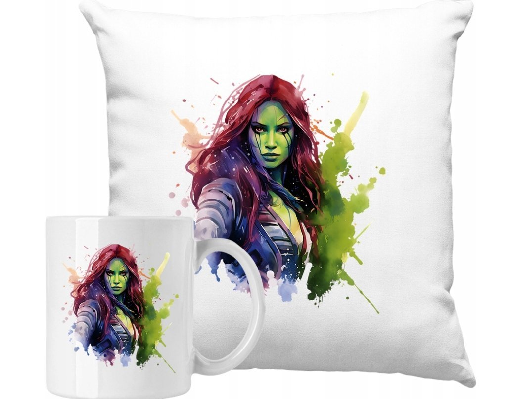 ZESTAW PODUSZKA + KUBEK Gamora Marvel Pomysł Na Prezent +IMIĘ