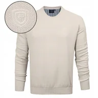 Swetry męskie - Elegancki SWETER Męski Klasyczny JASNOBEŻOWY Bawełniany L Pako Jeans - miniaturka - grafika 1