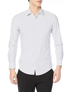 HUGO Męska koszula Kenno Slim Fit z mieszanki bawełny popeliny, biały, 48 - Koszule męskie - miniaturka - grafika 1