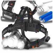 Latarki - LATARKA CZOŁOWA CZOŁÓWKA LED AKUMULATOROWA USB BARDZO MOCNA CREE 4 TRYBY - miniaturka - grafika 1