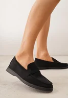 Mokasyny damskie - Czarne Mokasyny Casual VICES z Imitacji Zamszu z Wkładką ze Skóry Naturalnej Sheiris - miniaturka - grafika 1