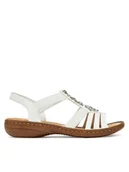 Sandały damskie - Rieker Sandały 60839-80 Biały - miniaturka - grafika 1