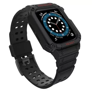 Protect Strap Band opaska z etui do Watch 7 / 6 / 5 / 4 / 3 / 2 / SE (41 / 40 / 38mm) obudowa pancerny pokrowiec na zegarek czarny - Akcesoria do smartwatchy - miniaturka - grafika 1