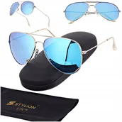 Okulary przeciwsłoneczne - Okulary przeciwsłoneczne z polaryzacją pilotki POL-3026F srebrny/niebieski - miniaturka - grafika 1