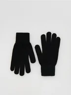 Czapki damskie - Reserved - Gładkie rękawiczki - czarny - miniaturka - grafika 1