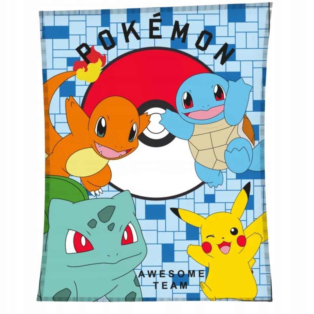 Koc Pokemon 130x160 z Pikachu Charmander Squirtle Bulbasaur