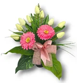 Sztuczne kwiaty - WIOSENNY BUKIET WKŁAD DO WAZONU TULIPANY GERBERY KWIATY NA CMENTARZ GRÓB POMNIK - miniaturka - grafika 1