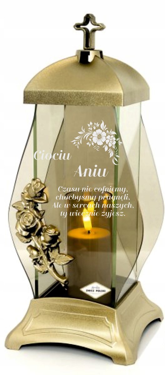 ZNICZ z różą GRAWER KAPLICZKA personalizowany napis dedykacja DLA CIOCI