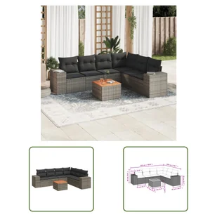 The Living Store 7-częściowa sofa ogrodowa z poduszkami z szarego polirattanu - Sofy ogrodowe The Living Store 7-częściowa sofa ogrodowa z poduszkami z szarego polirattanu - Sofy ogrodowe - miniaturka - grafika 1