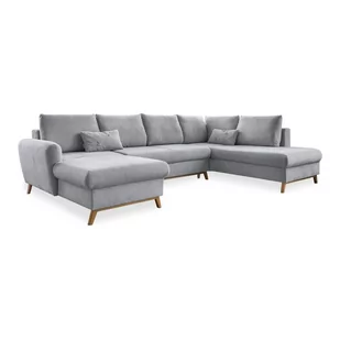 Jasnoszara rozkładana sofa w kształcie litery "U" Miuform Scandic Lagom, prawostronna - Narożniki - miniaturka - grafika 1