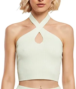 Urban Classics Women's Ladies Rib Knit Crossed Top T-Shirt, jasnoniebieski, 5XL, miętowy, 5XL - Koszulki i topy damskie - miniaturka - grafika 1