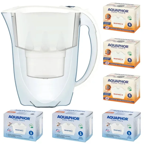 Dzbanek do filtrowania Aquaphor Amethyst 2,8 l + 6 wkładów (3 + 3H), biały
