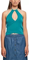 Koszulki i topy damskie - Urban Classics Damski top z wiązaniem na szyi, czarny, basics, casualowy, streetwear, zielony, 3XL - miniaturka - grafika 1