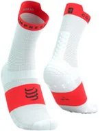 Skarpetki i podkolanówki sportowe - COMPRESSPORT Skarpety ProRacing Socks V4 Run High White/Fluo Red - miniaturka - grafika 1
