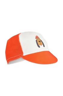 Czapki dla dzieci - Mini Rodini czapka z daszkiem bawełniana dziecięca kolor pomarańczowy z nadrukiem - grafika 1