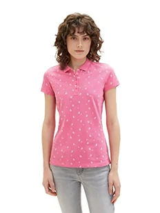 TOM TAILOR Damska koszulka polo Basic Slim Fit, 32659 – wzór różowy kwiatowy, XS - Koszulki i topy damskie - miniaturka - grafika 1