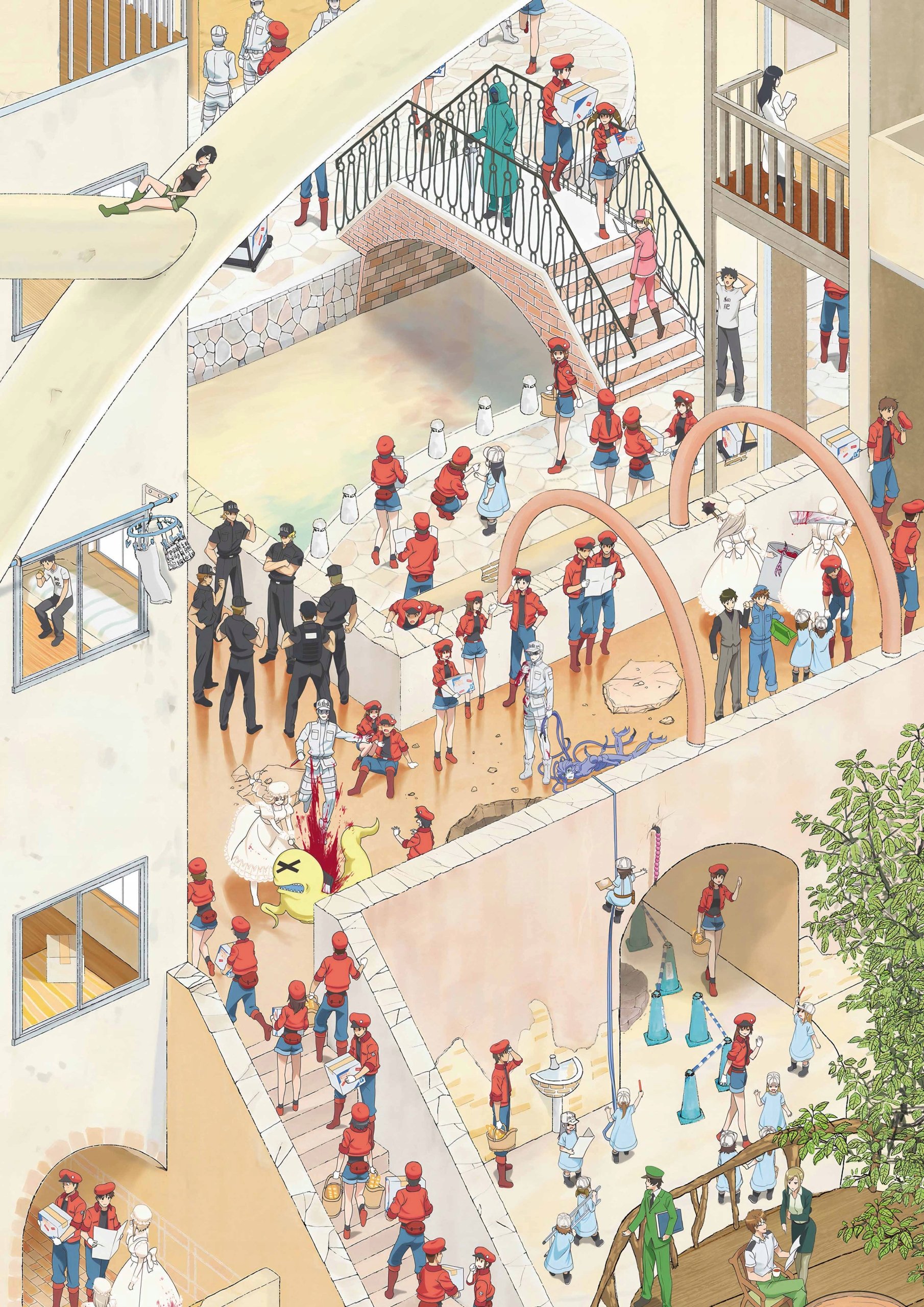 Plakat A3 anime manga Cells at work Hataraku saibo