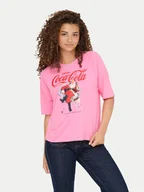 Koszulki i topy damskie - ONLY T-Shirt Coca Cola 15355794 Różowy Regular Fit - miniaturka - grafika 1