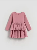 Sukienki i spódniczki dla dziewczynek - Reserved - Sukienka z falbankami - brudny róż - miniaturka - grafika 1