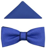 Krawaty i muchy męskie - Niebiesko-granatowa mucha męska w jodełkę A2 - miniaturka - grafika 1