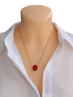 Łańcuszki - CZERWONO ZŁOTY NASZYJNIK Z ZAWIESZKĄ SZLIFOWANY KRYSZTAŁ ŁAŃCUSZEK 42 + 5cm - miniaturka - grafika 1