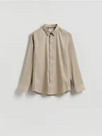 Koszule męskie - Reserved - Gładka koszula slim fit - beżowy - miniaturka - grafika 1