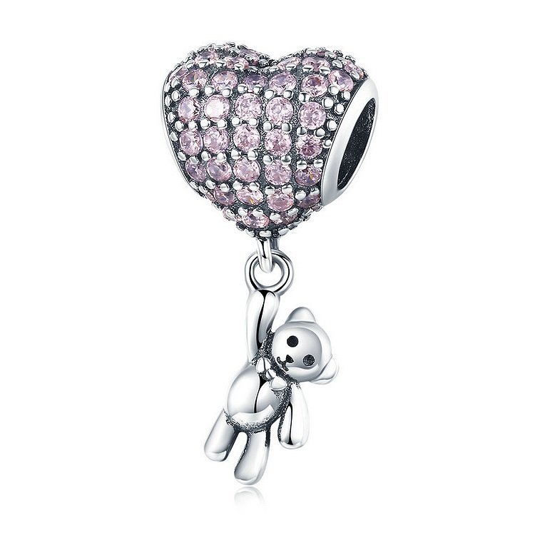Zawieszka Charms SREBRO 925 Koralik Miś i Balon