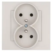 Gniazdka elektryczne - Gniazdo zasilające podwójne z uziemieniem monoblok kaszmir Bella Polmark - miniaturka - grafika 1